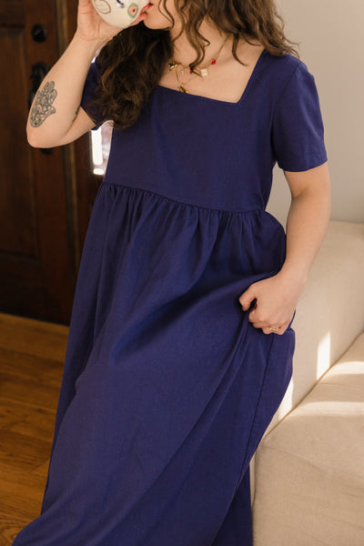 Seasonal Nico Square Neck Linen Dress