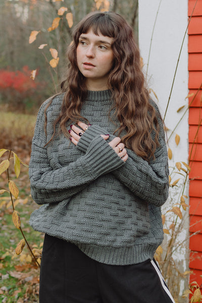 Shelter Quilted Crewneck Sweater Charcoal