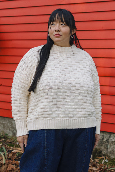 Shelter Quilted Crewneck Sweater Cream