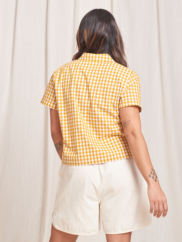 Short Sleeve Button-up Shirt | Coast Camp Shirt Gingham-Marigold