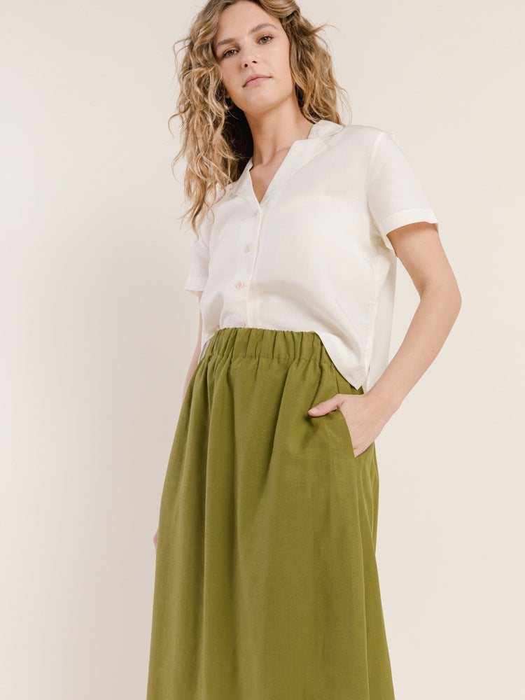 Meadow Linen Skirt Olive